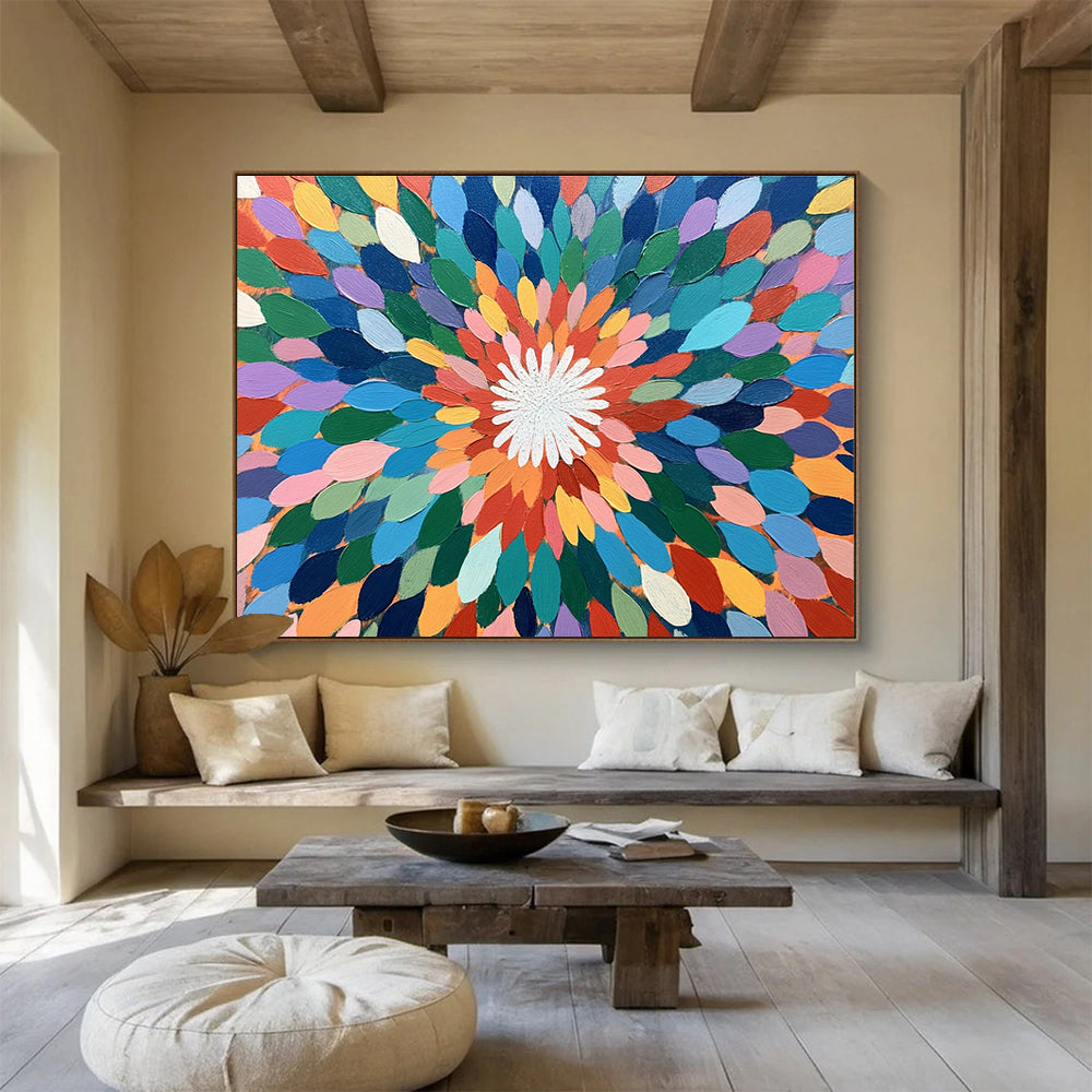 Colorful Flower Mandala Art for Bohemian - Style Home & Yoga Studio SC526