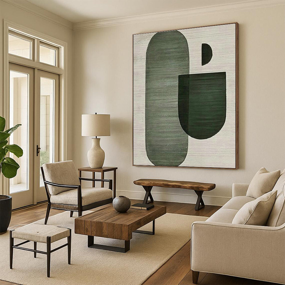 Green Geometric Shapes Art for Modern Office Lounge & Minimalist Home Study DLZ1520
