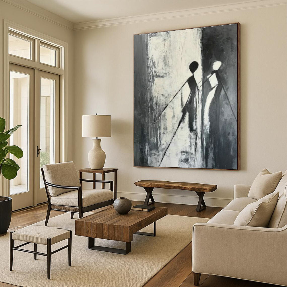 Abstract Black and White Figures Art for Art Gallery & Dance Studio DLZ0628