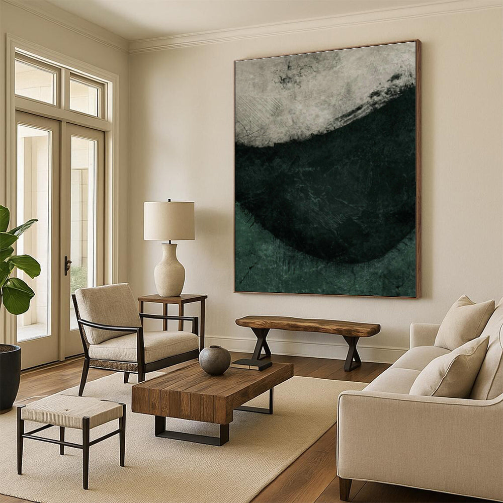 Textured Green Abstract Art for Nature - Inspired Spa & Industrial - Style Lounge DLZ1386