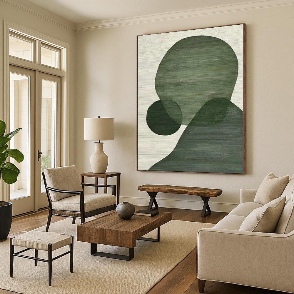 Minimalist Green Geometric Art for Scandinavian Living Room & Modern Art Studio DLZ1434