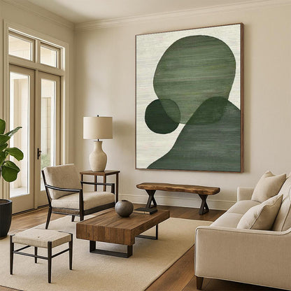 Minimalist Green Geometric Art for Scandinavian Living Room & Modern Art Studio DLZ1434