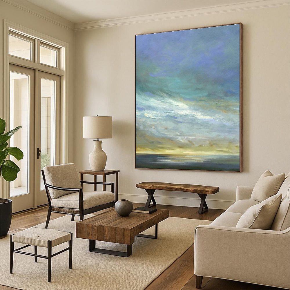 Soft - Color Sky & Sea Art for Minimalist Beach House & Nautical Yoga Studio DLZ0961