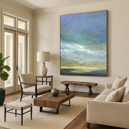 Soft - Color Sky & Sea Art for Minimalist Beach House & Nautical Yoga Studio DLZ0961