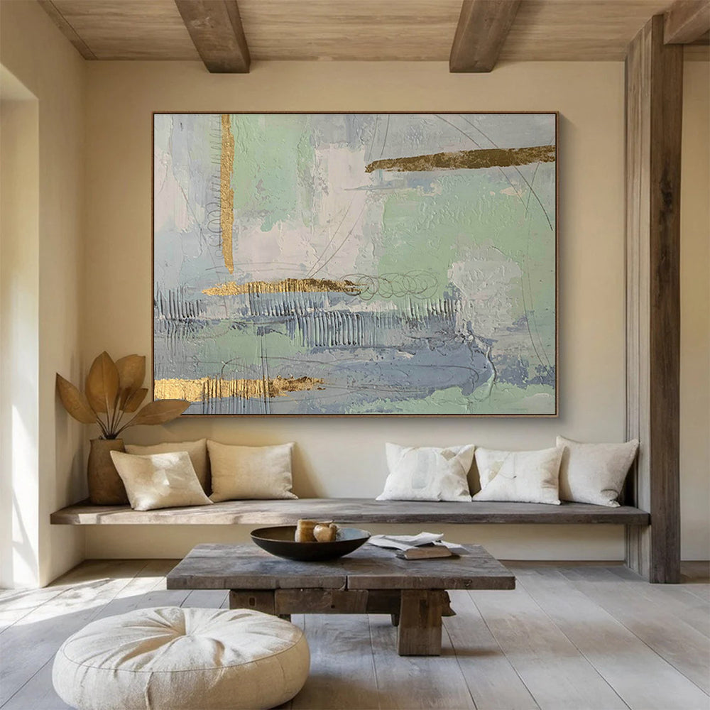Gold - Foil Accent Abstract Art for Elegant Hotel Lobbies DLZ2563