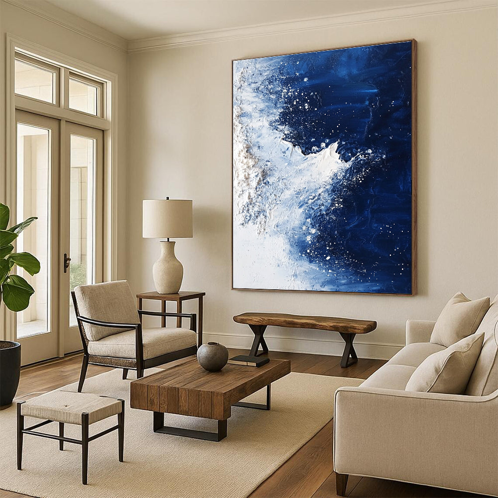 Blue and White Ocean Waves for Coastal Bedroom & Nautical Living Room STSC341