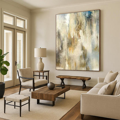 Gray - White - Gold Abstract Art for Luxury Hotel Lobby & Contemporary Art Gallery DLZ1900