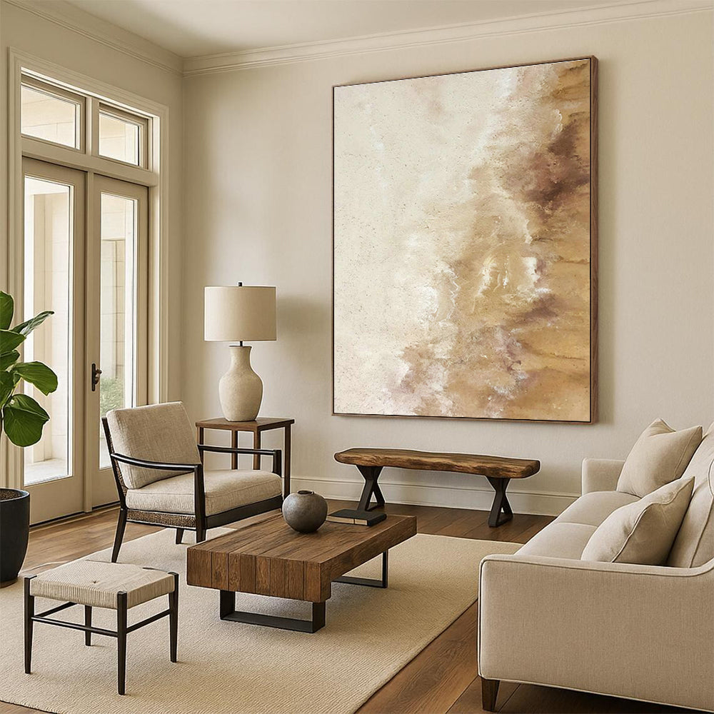 Beige - Brown Gradient Abstract Art for Bedroom & Yoga Studio DLZ1230