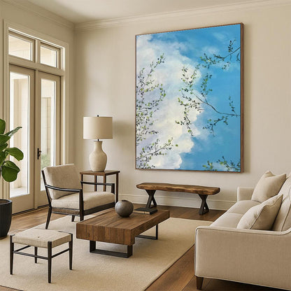 Sky and Branches Painting for Sunroom & Rooftop Bar DLZ0604