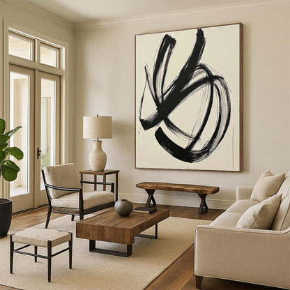 Bold Black Brushstrokes for Contemporary Art Studio & Dramatic Entryway STSC549