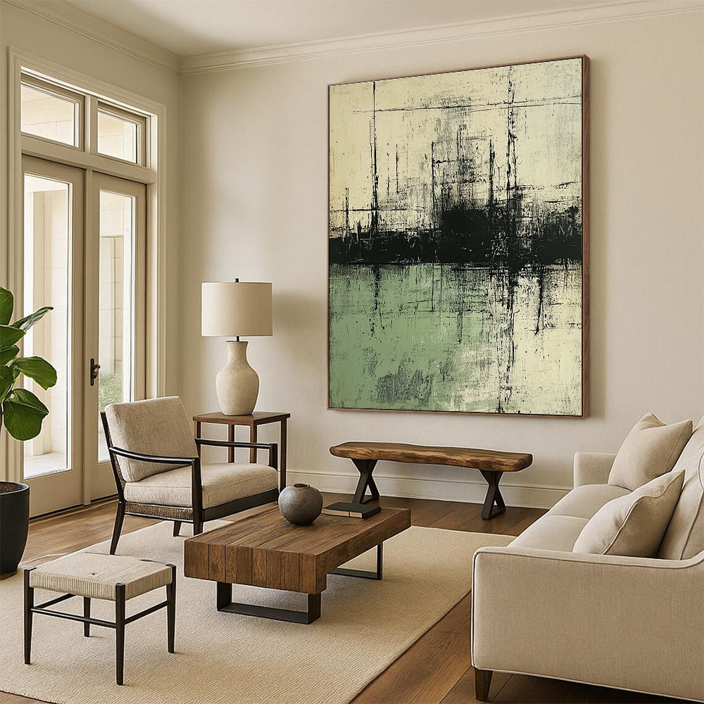 Black - Green Industrial Landscape Art for Factory - Themed Bar & Art - Inspired Manufacturing Office STSC139