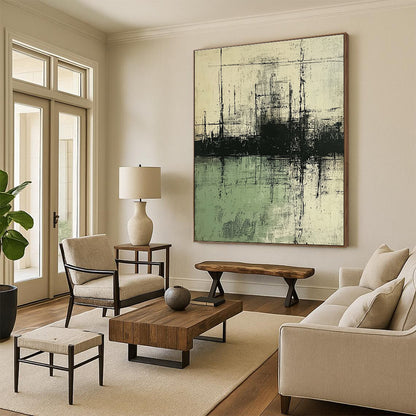 Black - Green Industrial Landscape Art for Factory - Themed Bar & Art - Inspired Manufacturing Office STSC139
