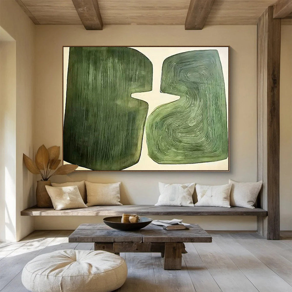 Green Abstract Shapes Art for Modern Minimalist Office DLZ2913