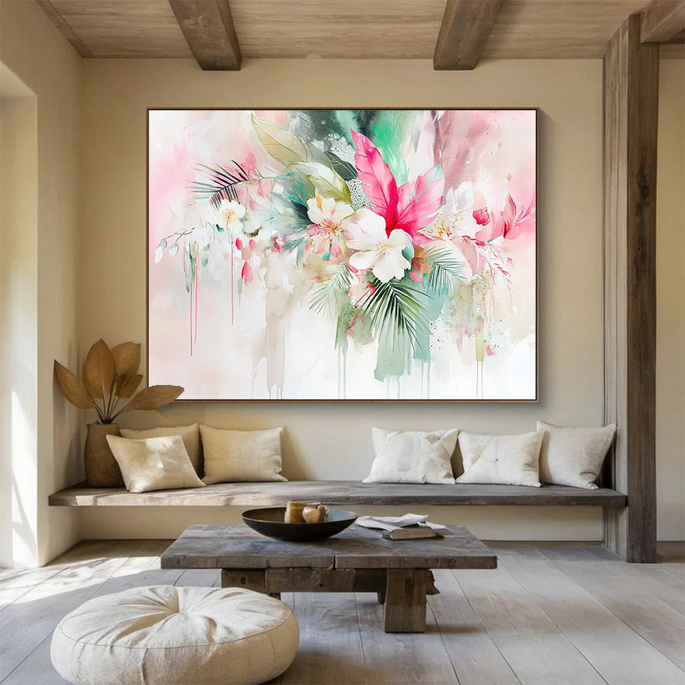 Watercolor Floral Bouquet Art for Romantic Wedding Venue & Feminine Home Salon SC290