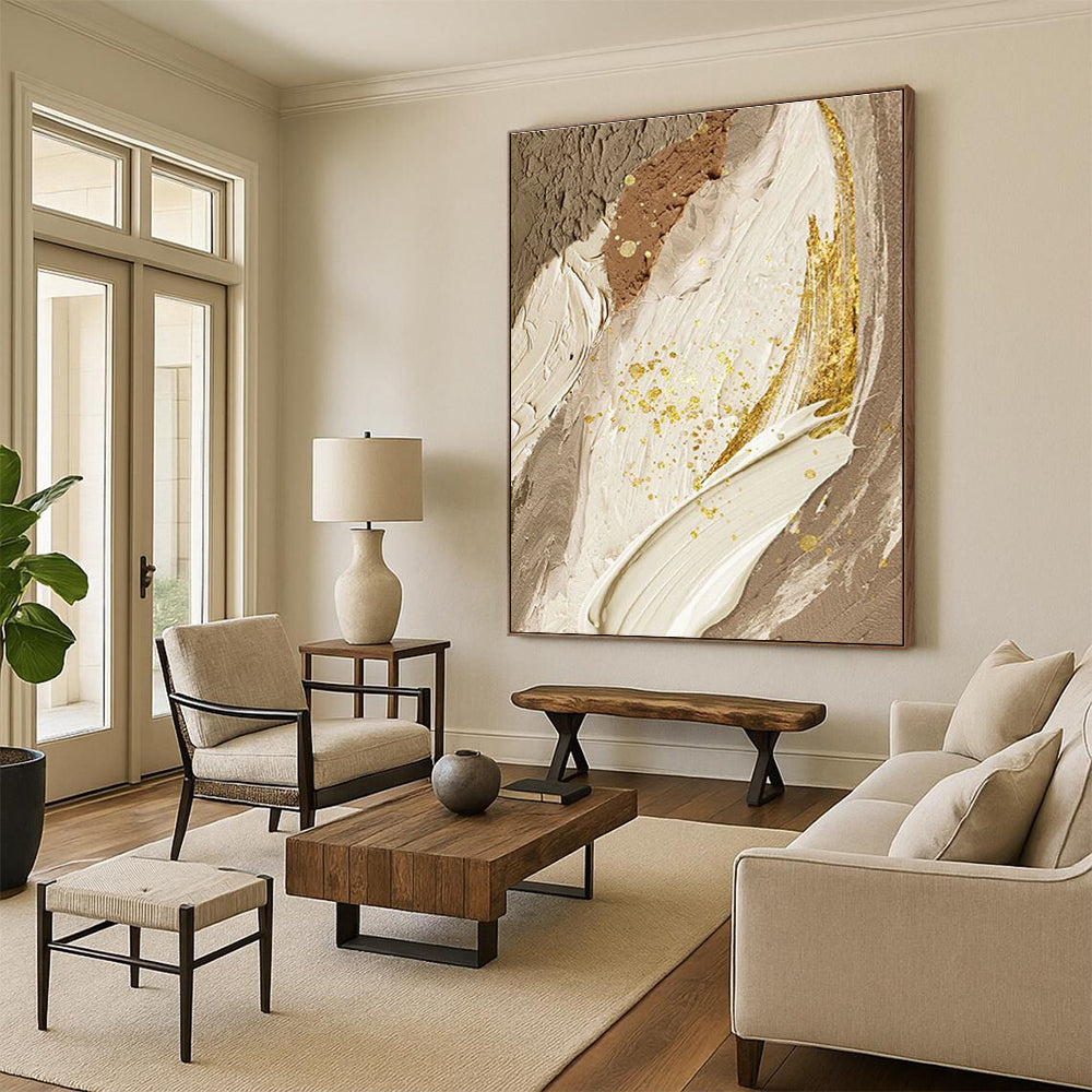 Gold - Accented Abstract Art for Luxury Hotel Lobby & Glamorous Dining Room DLZ2177