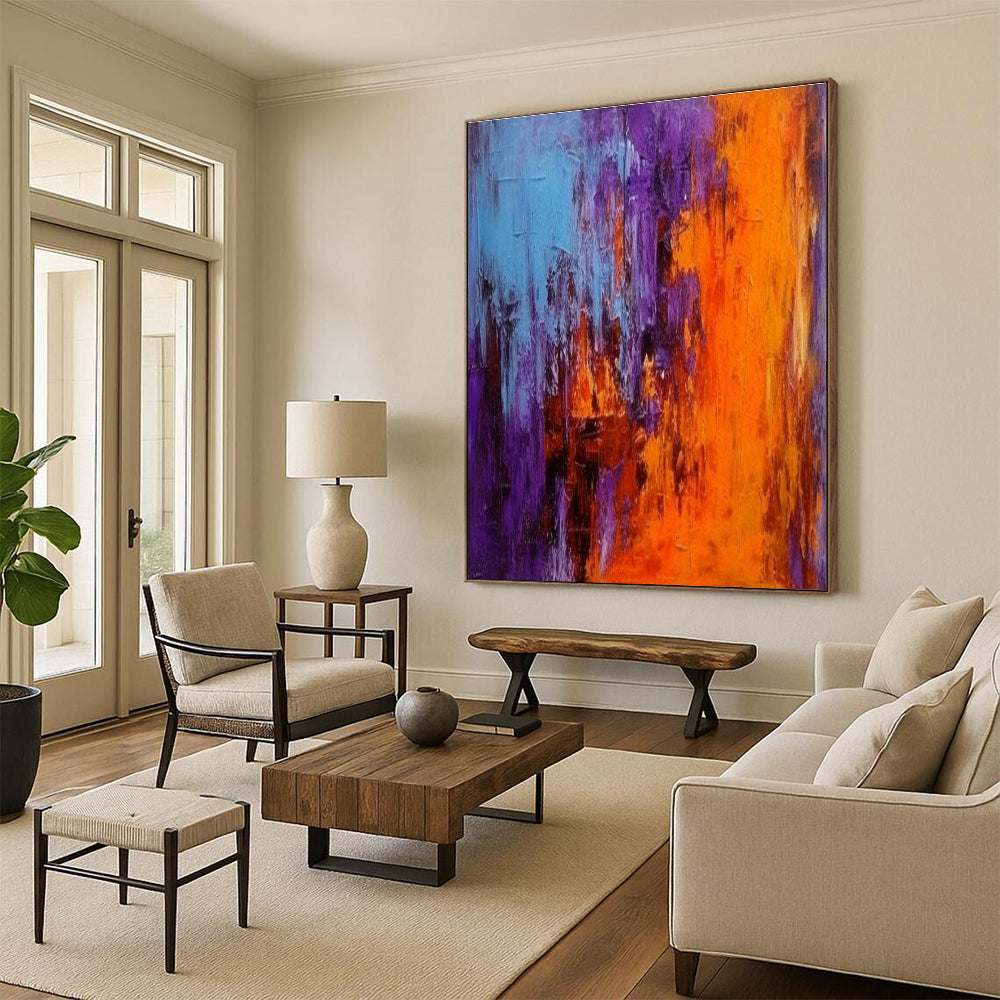 Purple - Orange Abstract Art for Trendy Nightclub & Bold Art Installation Space DLZ1929