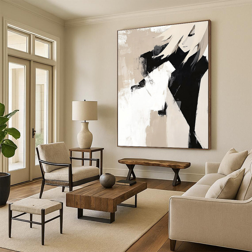 Beige and Black Abstract Character for Minimalist Home Office & Modern Studio STSC408