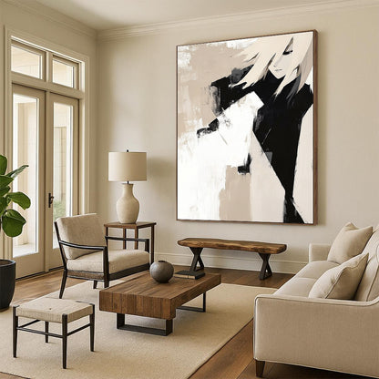 Beige and Black Abstract Character for Minimalist Home Office & Modern Studio STSC408