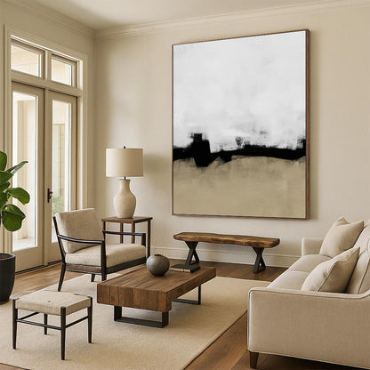 Black - White - Brown Abstract Art for Living Room & Study DLZ0515