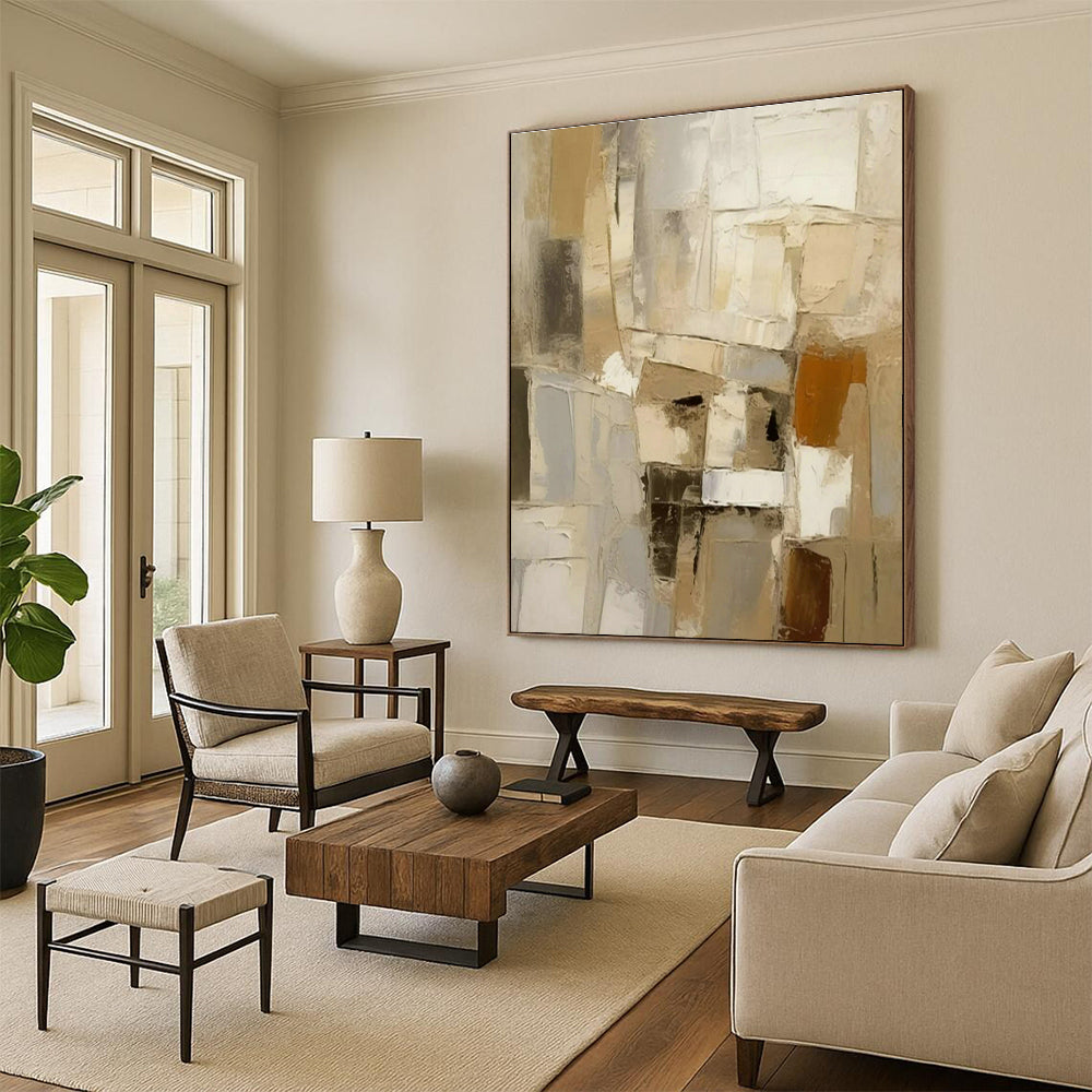 Light - Toned Geometric Abstract Art for Minimalist Home & Art Gallery Corner DLZ1451