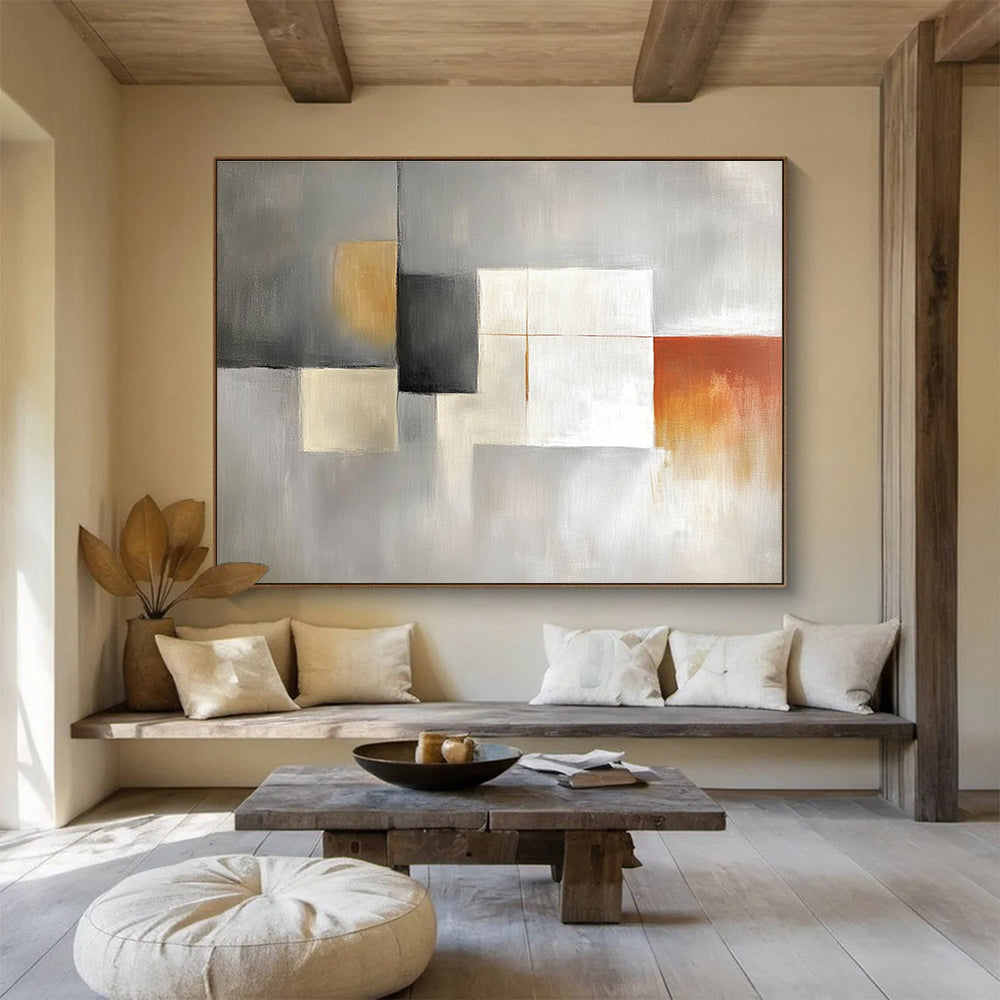Gray Color Blocks Art for Elegant Home Library & Modern Office SC378