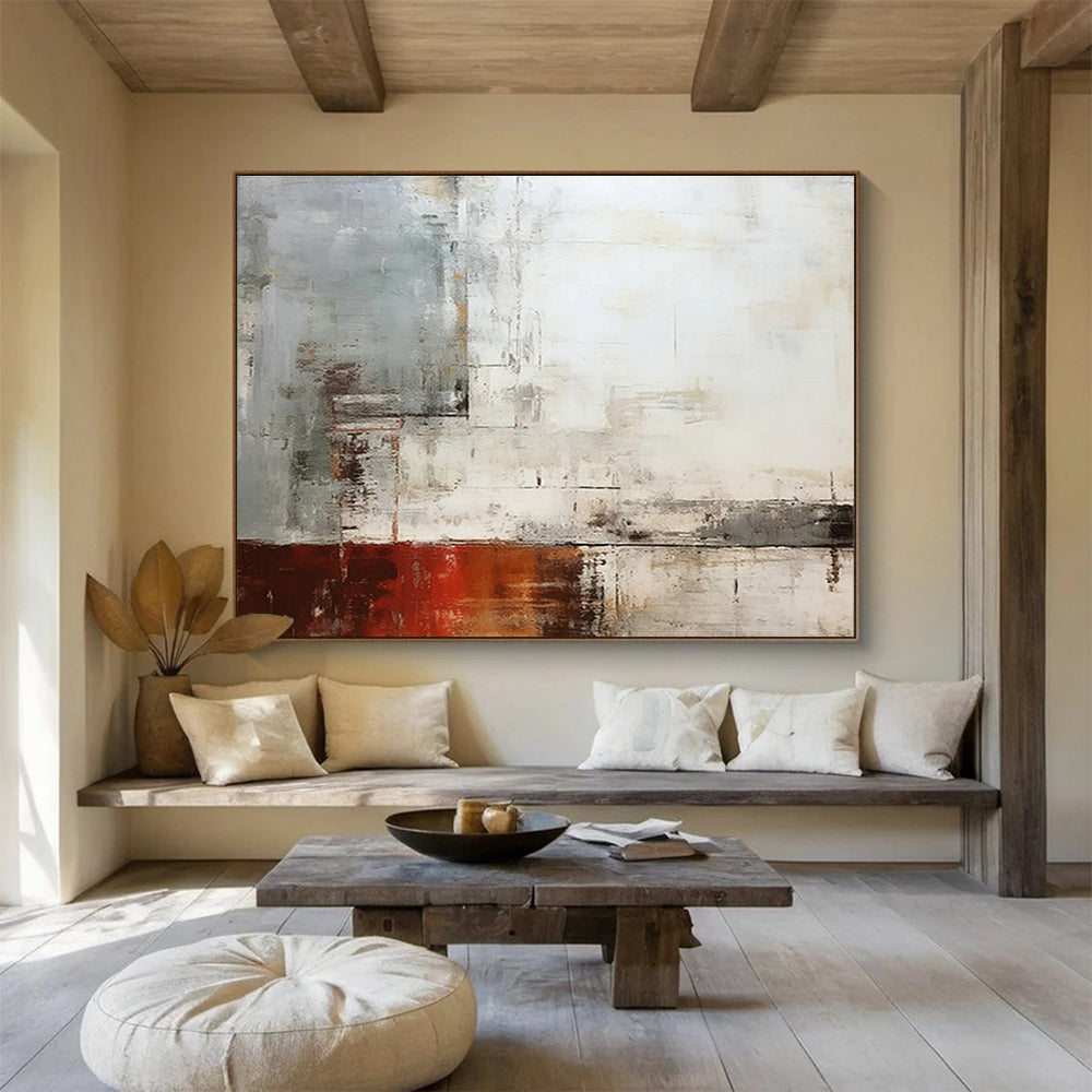 Gray - White - Red Abstract Art for Industrial - Style Dining Areas DLZ2427