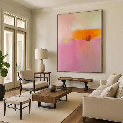 Pink and Orange Landscape Abstract for Coastal Home & Art - Themed Hotel STSC789