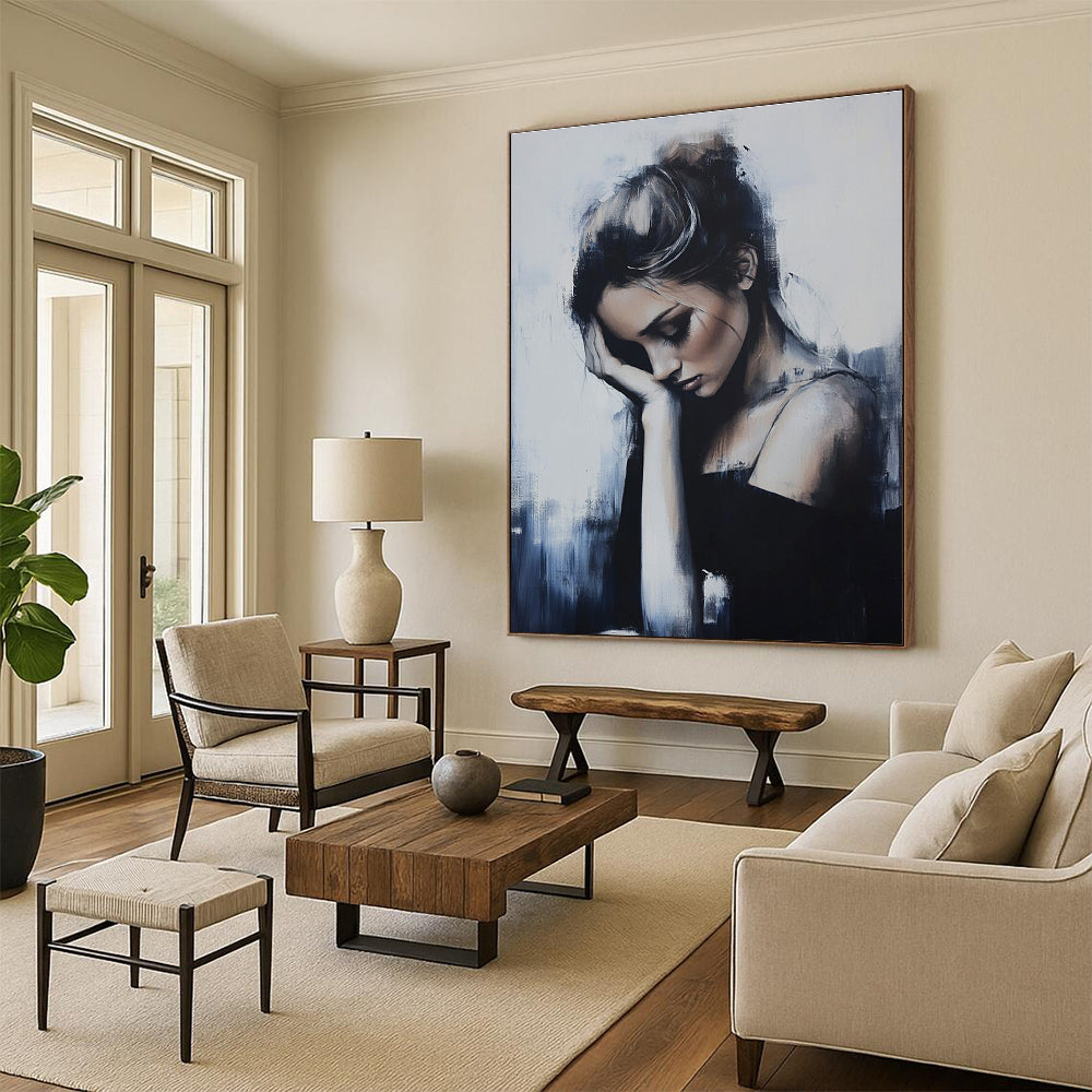 Contemplative Woman Portrait for Modern Living Room & Art Gallery STSC1266