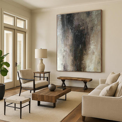 Brown - Grey Abstract Art for Living Room & Study DLZ0557
