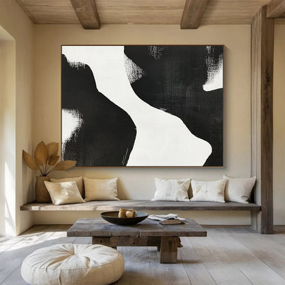 Black and White Organic Shapes Art for Minimalist Home Office & Modern Art Exhibition SC439