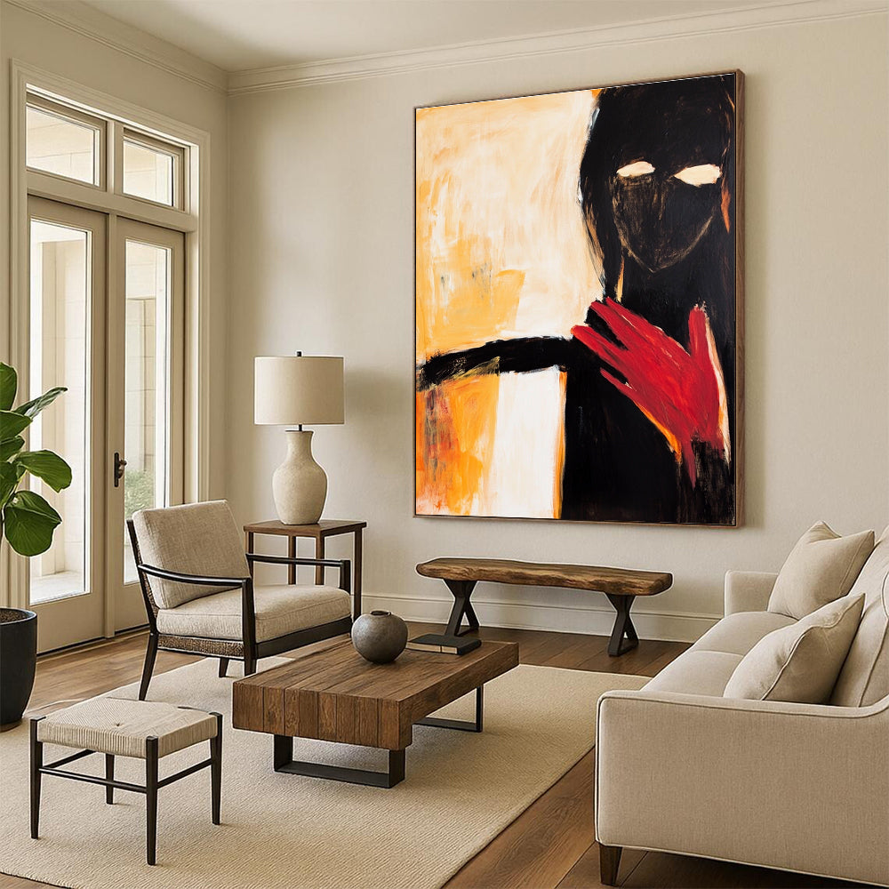 Abstract Figure with Red Hand for Modern Art Gallery & Eclectic Living Room STSC640
