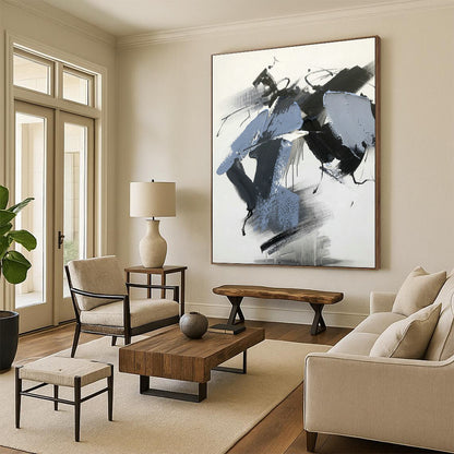 Gray - Blue Abstract Art for Creative Agency & Modern Lounge DLZ0808
