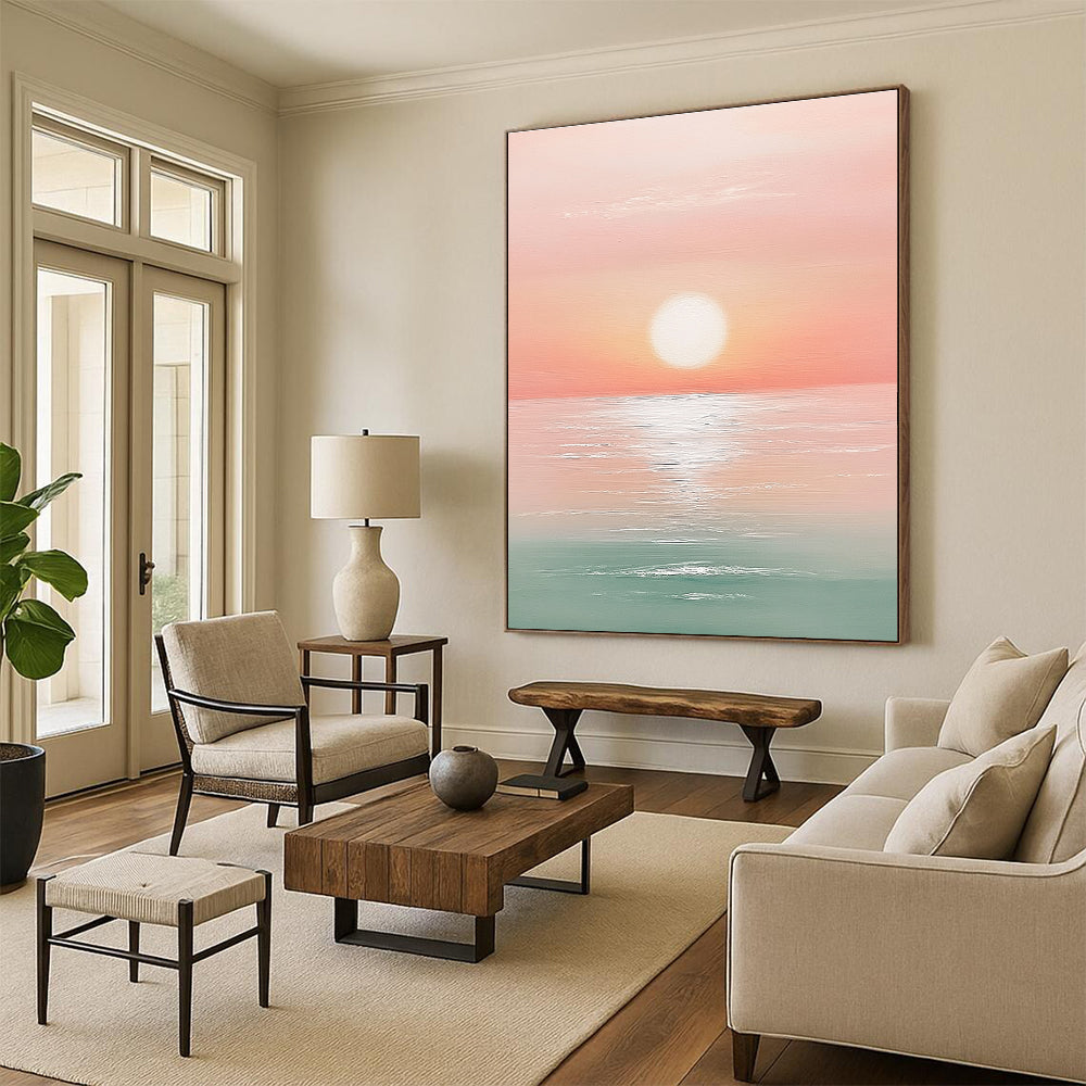 Pink Sunset Sea  Art for Bohemian - Style Café & Dreamy Home Balcony STSC1425