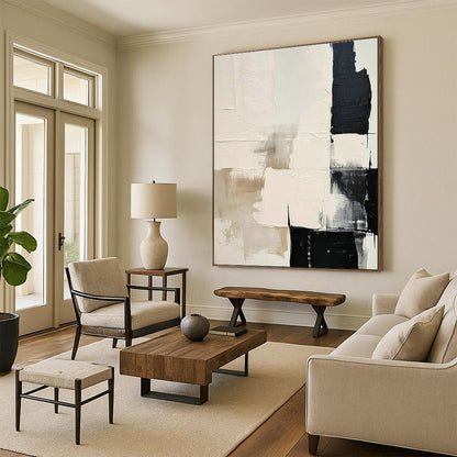 Beige - White - Black Abstract Art for Scandinavian - Style Home & Modern Art Café DLZ1875