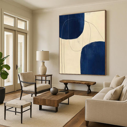 Bold Dark Blue Abstract Art for Modern Office Lobby & Contemporary Living Room DLZ1961