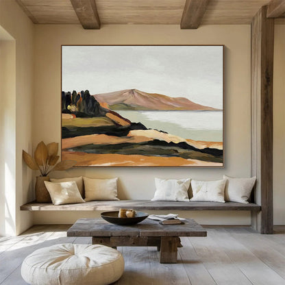 Minimalist Landscape Oil Painting for Modern Scandinavian Living Rooms DLZ3113