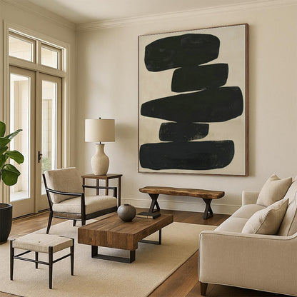 Black - Brown Geometric Abstract Art for Mid - Century Modern Home & Art Gallery Pop - Up DLZ1833