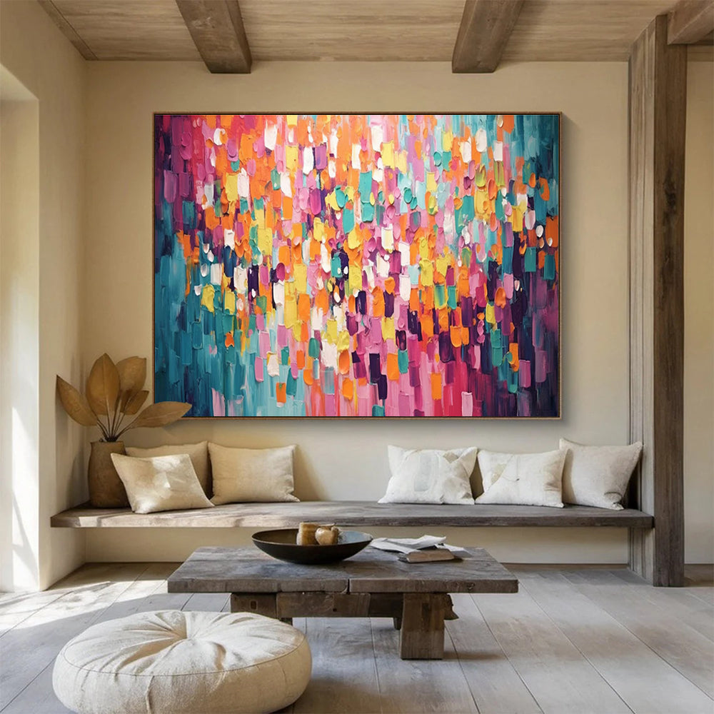 Pink - Orange Color Block Abstract Art for Spa Retreat Relaxation Rooms DLZ3252