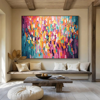 Pink - Orange Color Block Abstract Art for Spa Retreat Relaxation Rooms DLZ3252