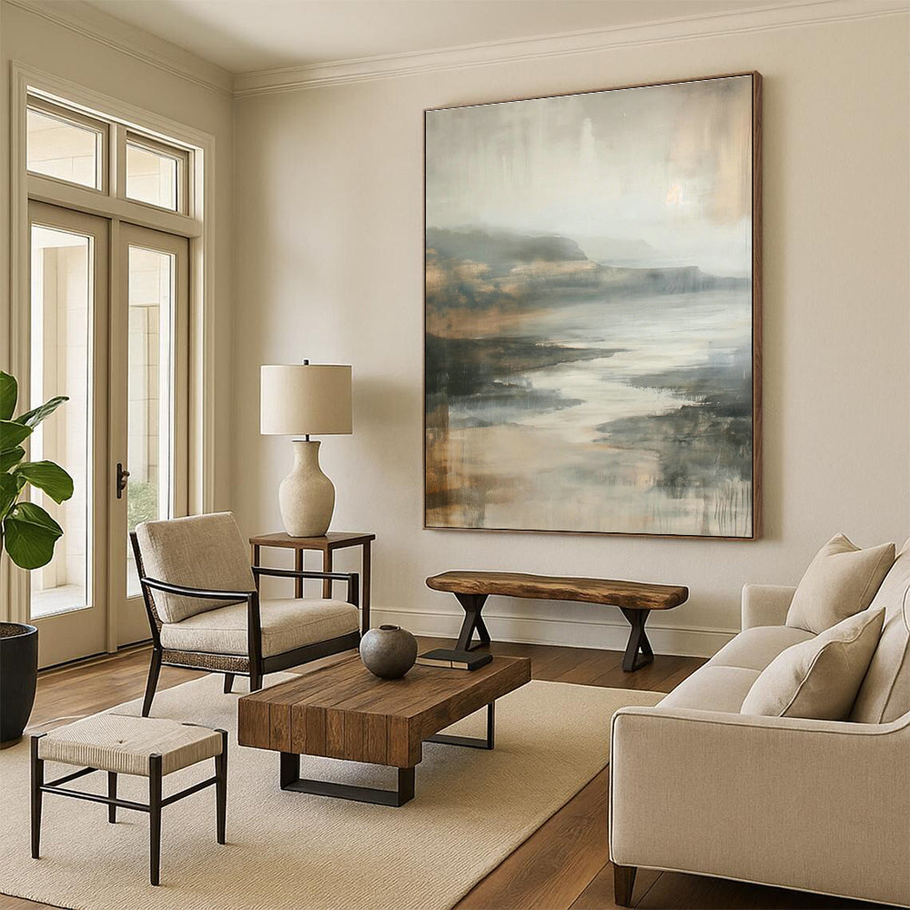 Gray - Brown Abstract Landscape Art for Industrial - Chic Loft & Nature - Lover’s Library DLZ1008