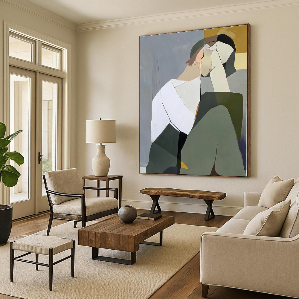 Abstracted Pensive Figure Art for Creative Workplace & Modern Living Room STSC1114