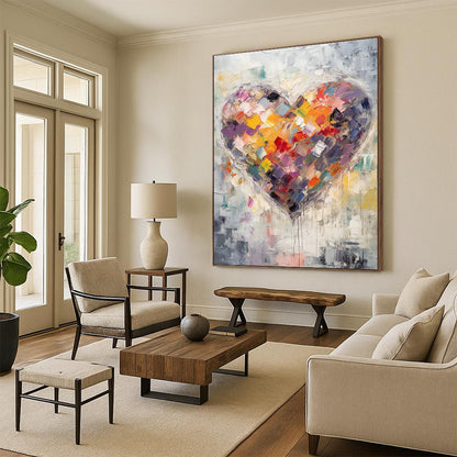 Colorful Heart Abstract Art for Romantic B&B Common Areas DLZ0129