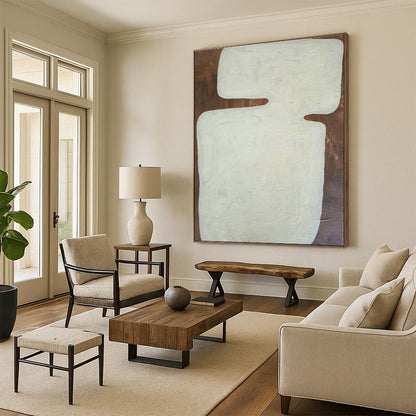White Geometric Abstract Art for Art Gallery Exhibition & Home Guest Room DLZ1089