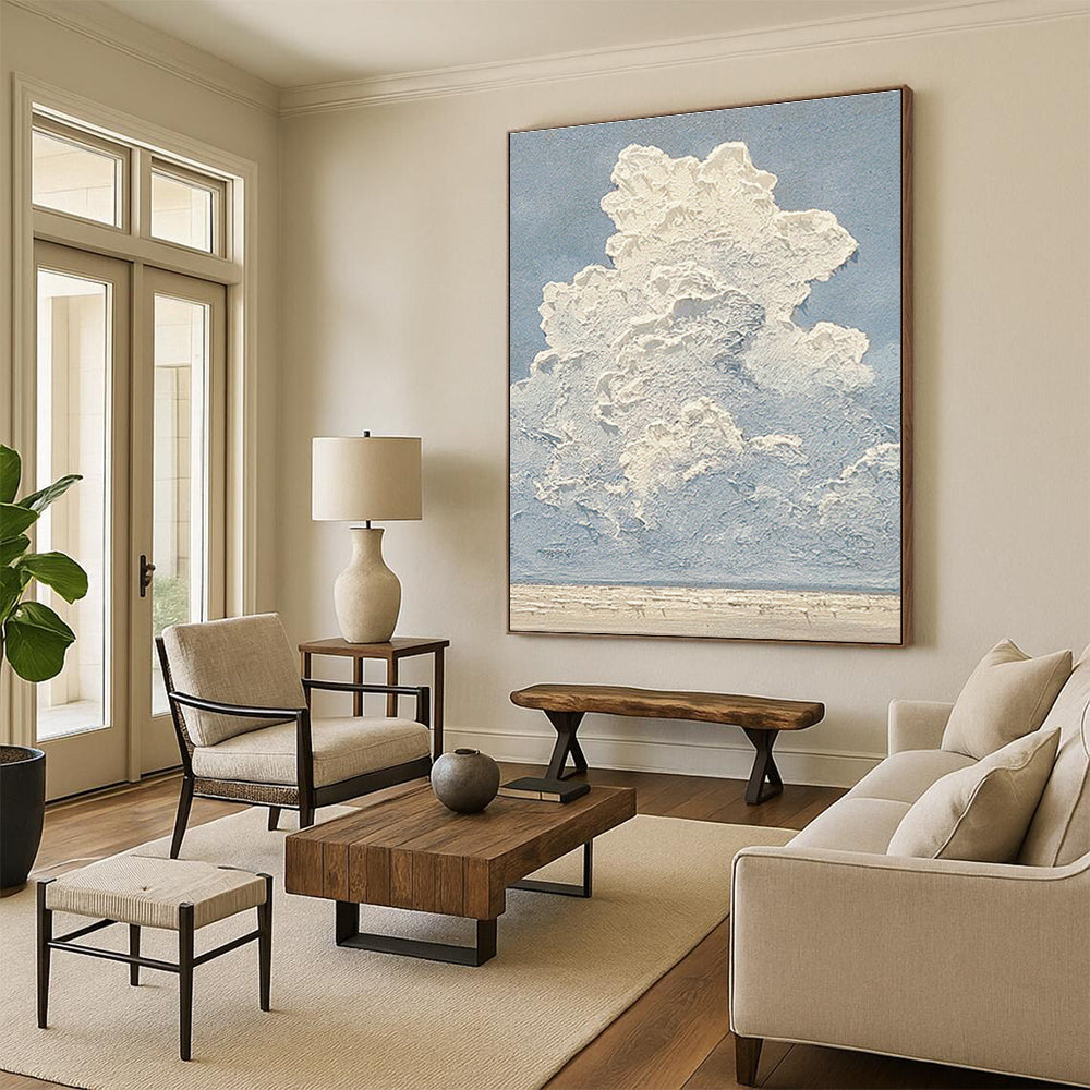 Cloud - Sea Abstract Art for Coastal Home & Wellness Center DLZ1149