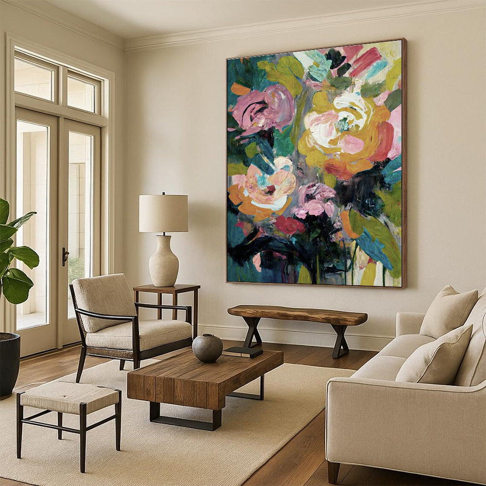 Vibrant Floral Abstract Art for Lively Dining Room & Floral - Centric Retail Store DLZ1362