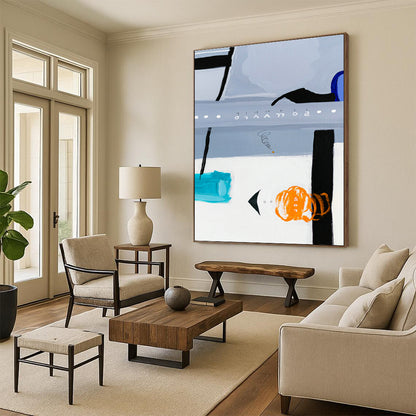 Light Blue - Gray Abstract Art for Minimalist Office & Home Library DLZ1106