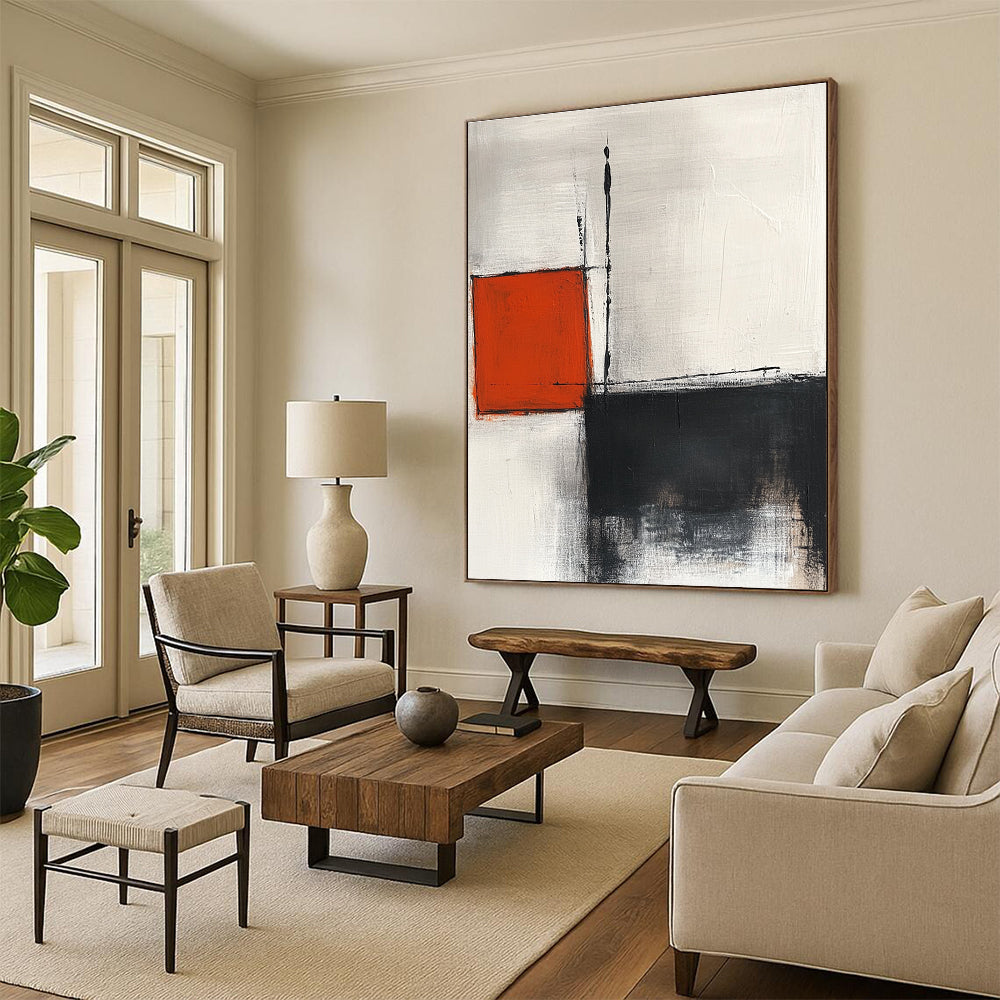 Red and Black Geometric Abstract for Industrial Loft & Contemporary Studio STSC772