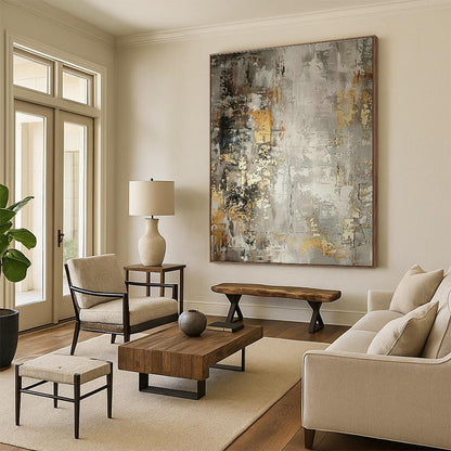 Gray - Gold Abstract Art for Corporate Executive Offices DLZ0123