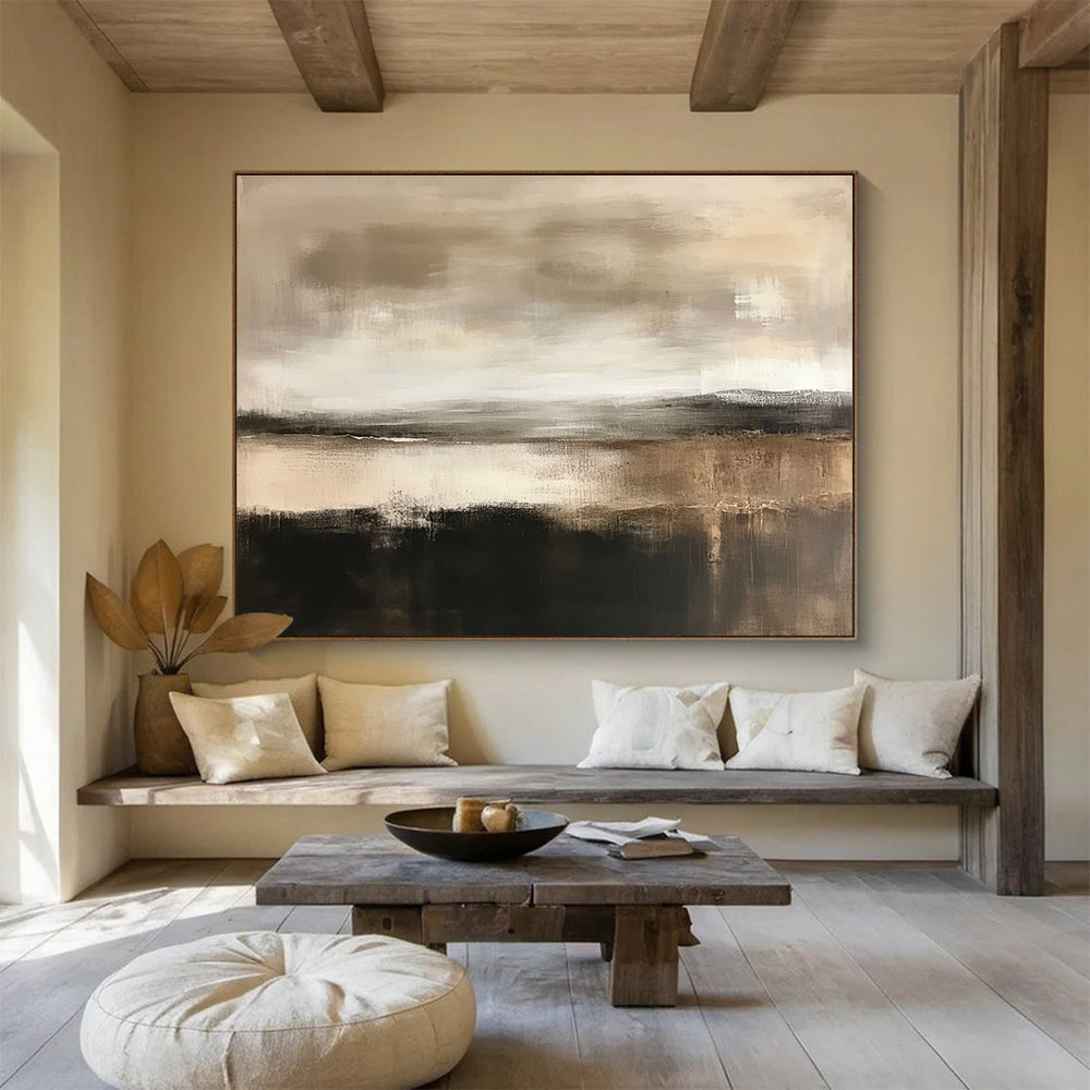 Brown - Toned Abstract Landscape Art for Rustic Lodge & Earth - Toned Bedroom SC067