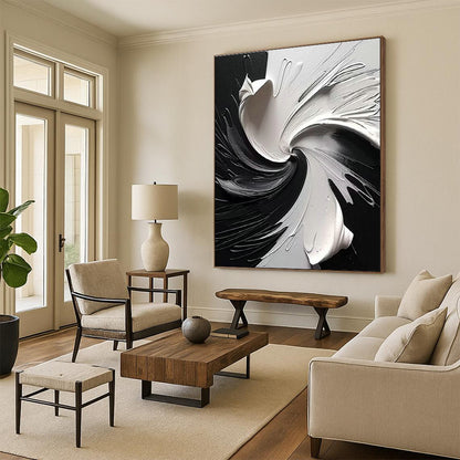 Black and White Swirl Art for Industrial Loft & Contemporary Café DLZ2174